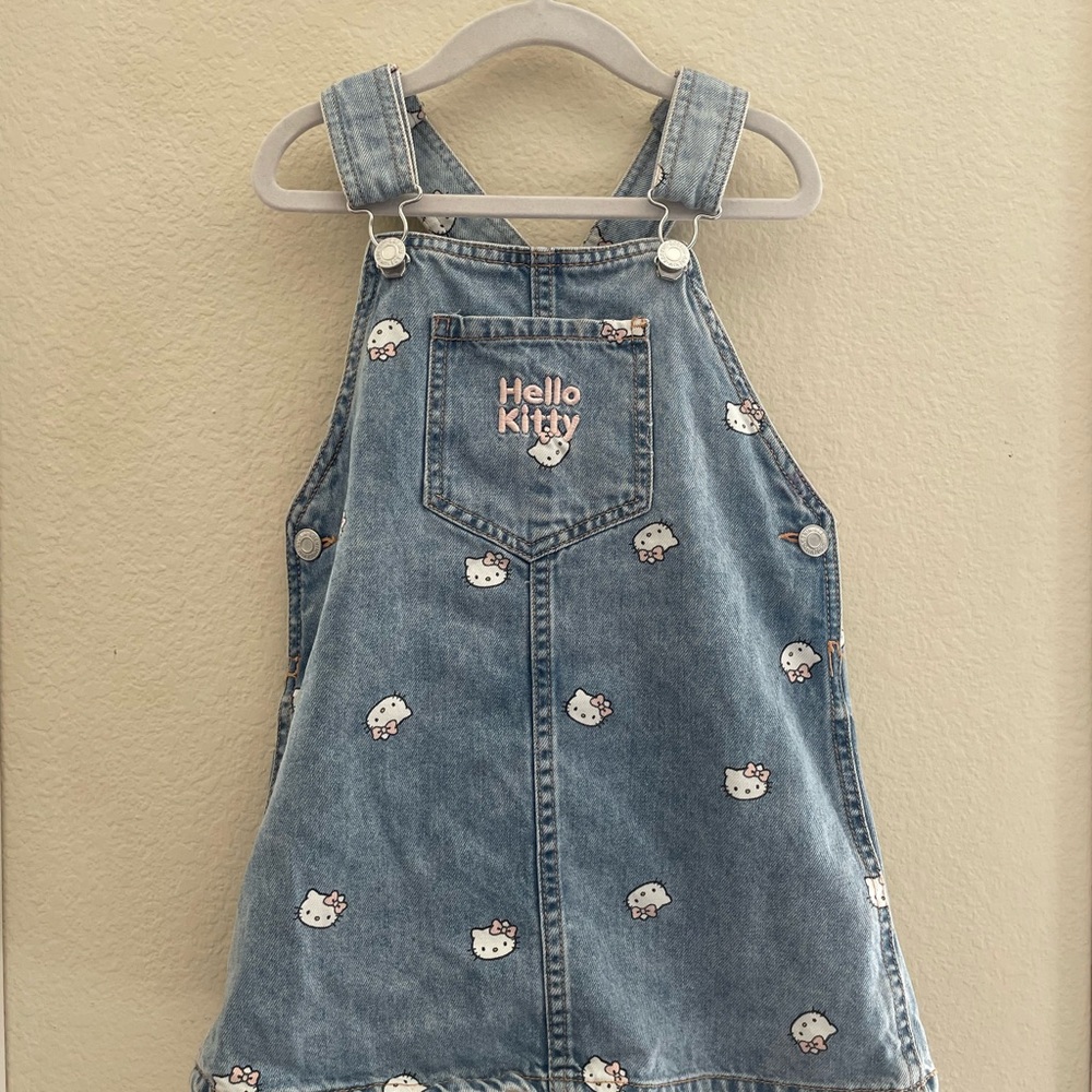 H&M Hello Kitty Denim Overall Dress Girls 4T